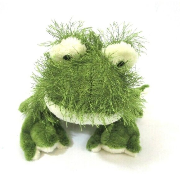 Ganz Webkinz Frog 8" Plush Fuzzy Long Hair Green Stuffed Animal EUC - Picture 2 of 11